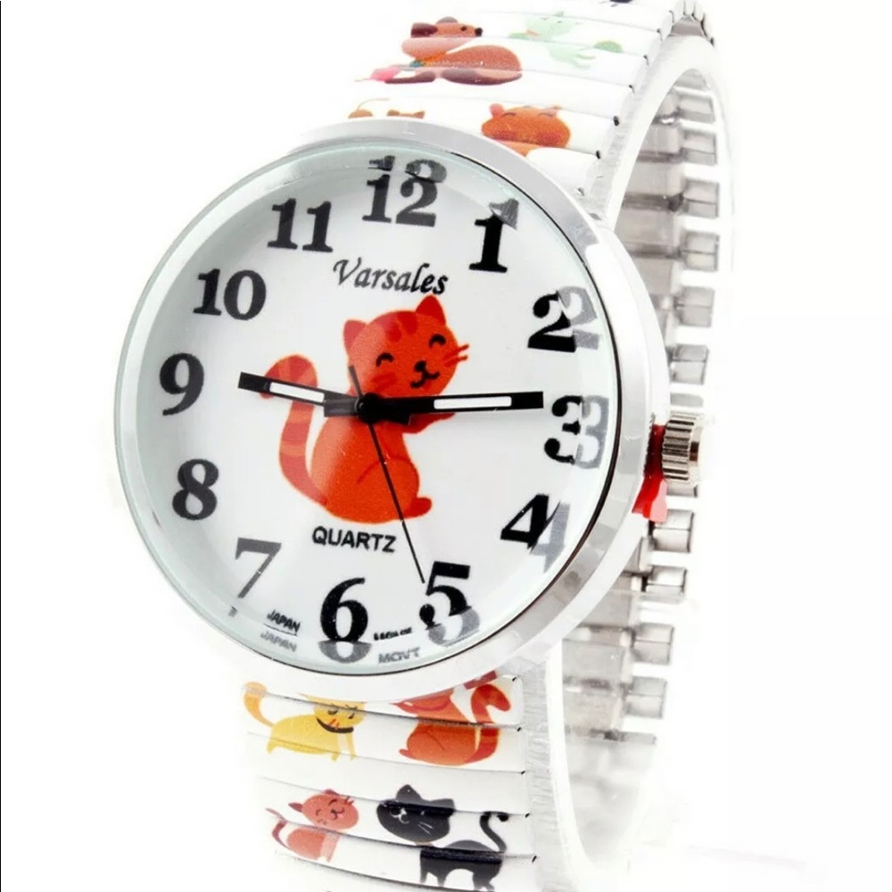 Cat Watch Colorful Cats Quartz Stretch Wrist Large